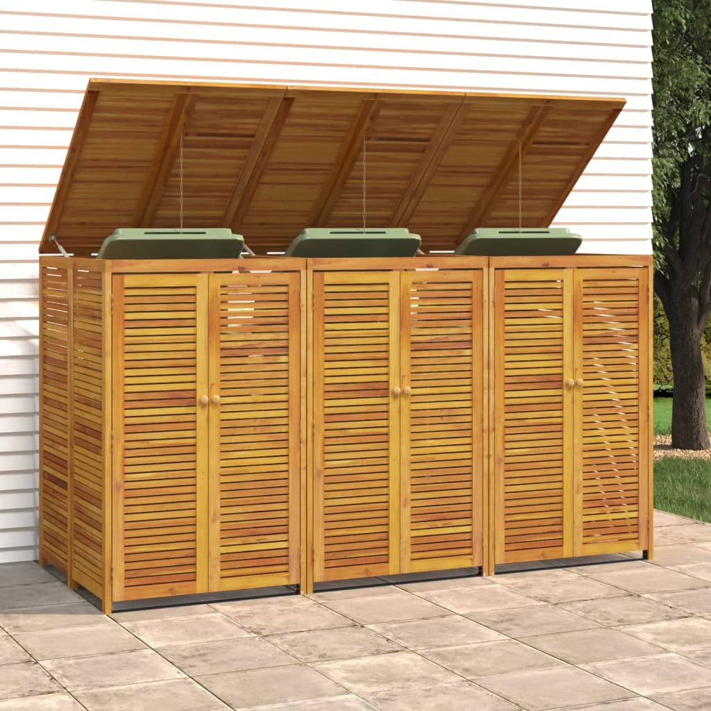 vidaXL Afvalbakberging drievoudig 210x89x117 cm massief acaciahout - Aashly