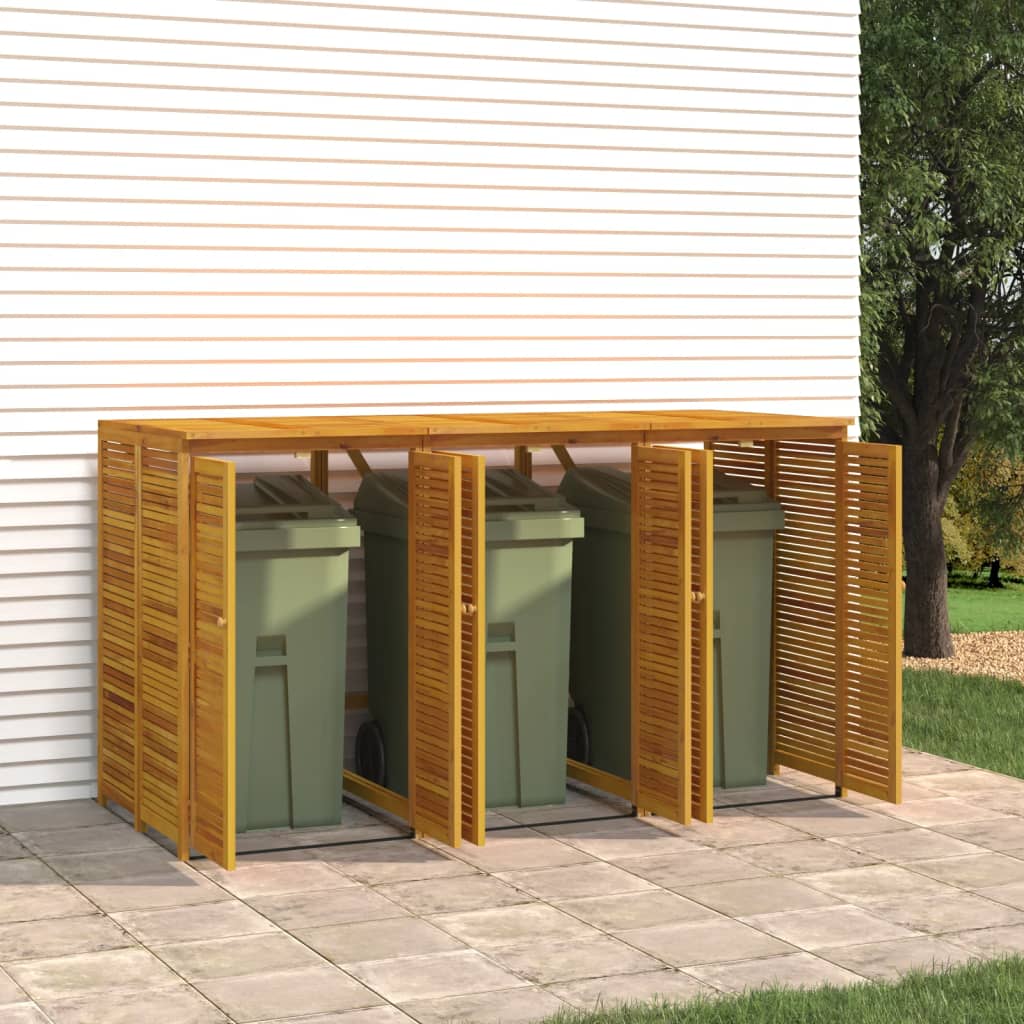 vidaXL Afvalbakberging drievoudig 210x89x117 cm massief acaciahout - Aashly