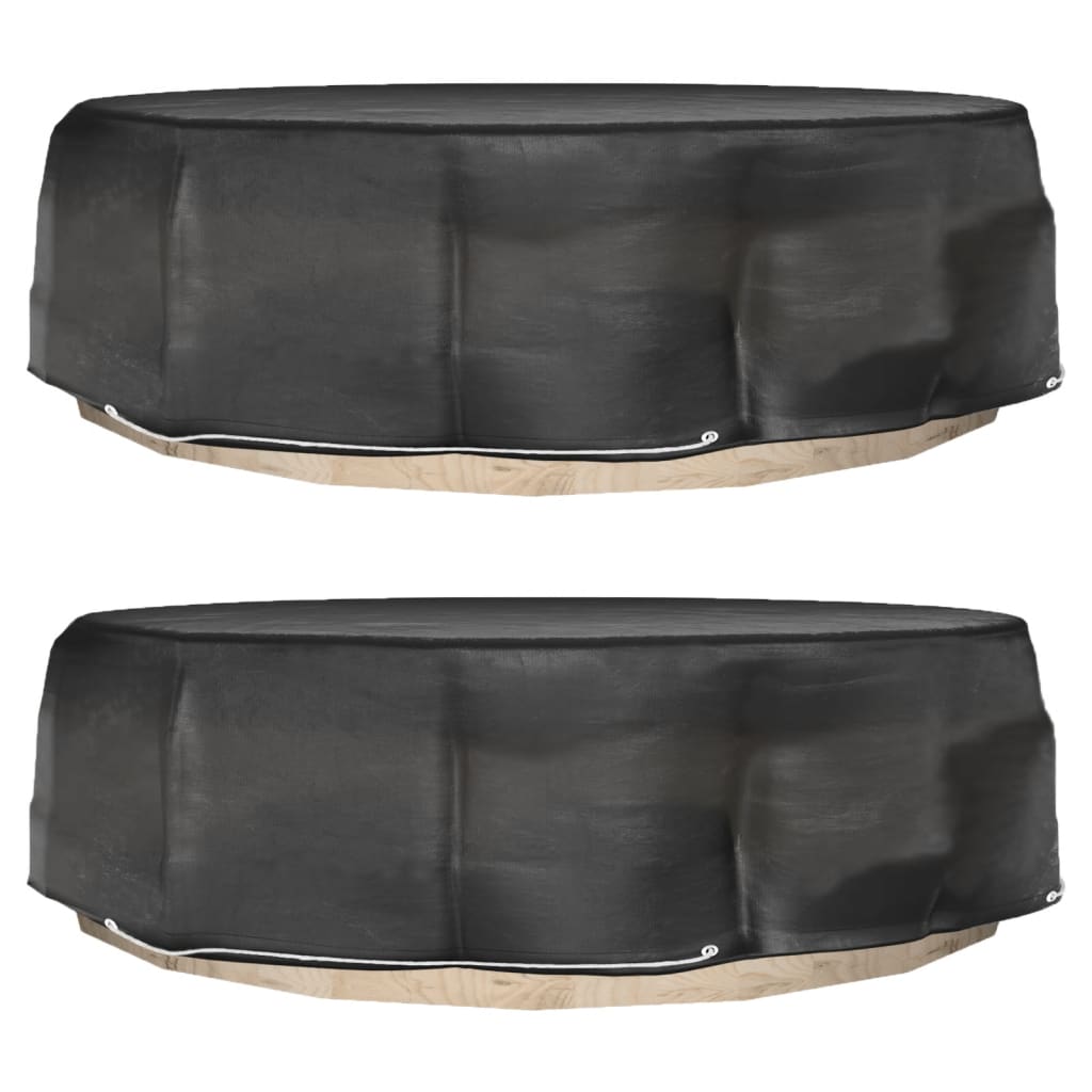 vidaXL Tuinmeubelhoezen voor loungebed 2 st 10 oogjes rond Ø236x67 cm - Aashly