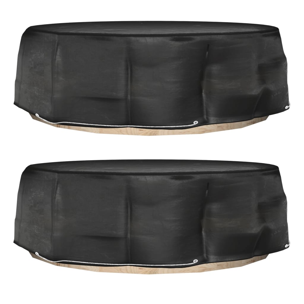 vidaXL Tuinmeubelhoezen voor loungebed 2 st 10 oogjes rond Ø236x67 cm - Aashly