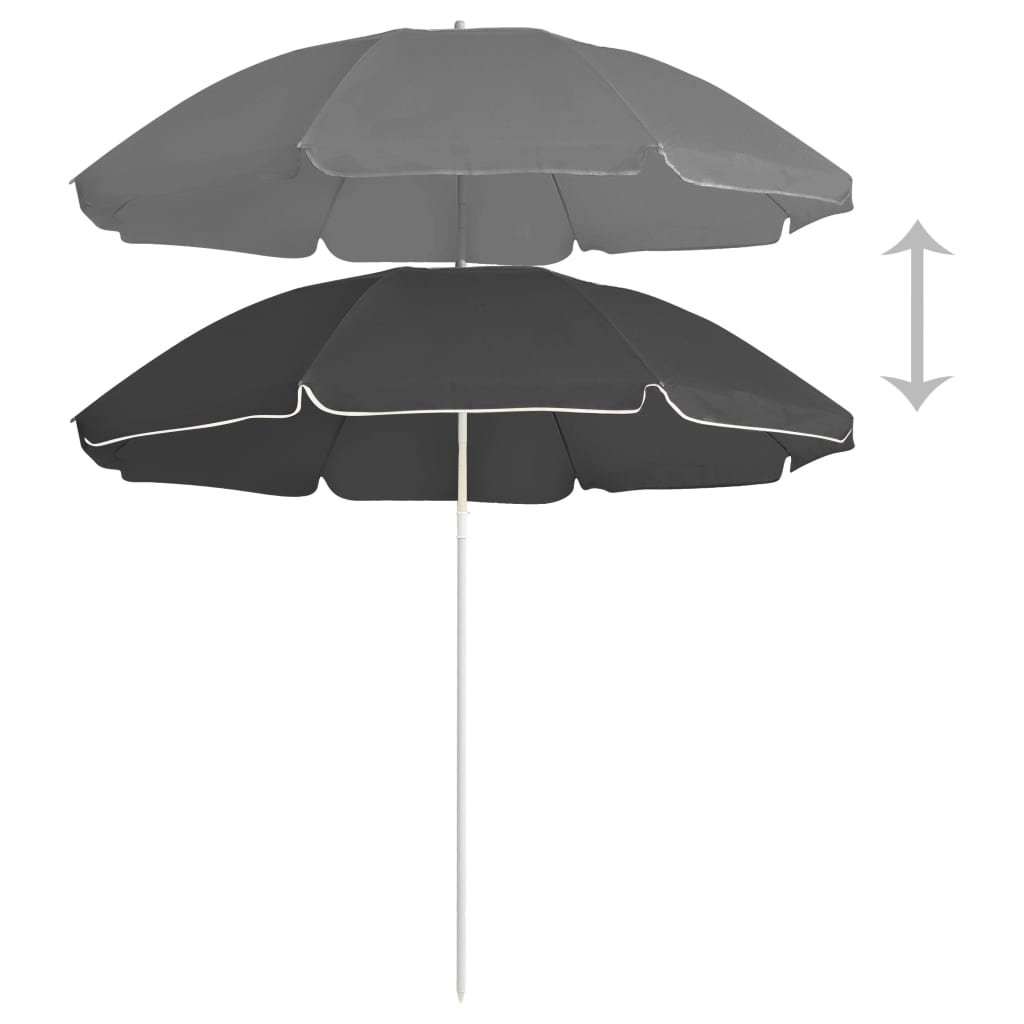 vidaXL Parasol met stalen paal 180 cm antracietkleurig - Aashly