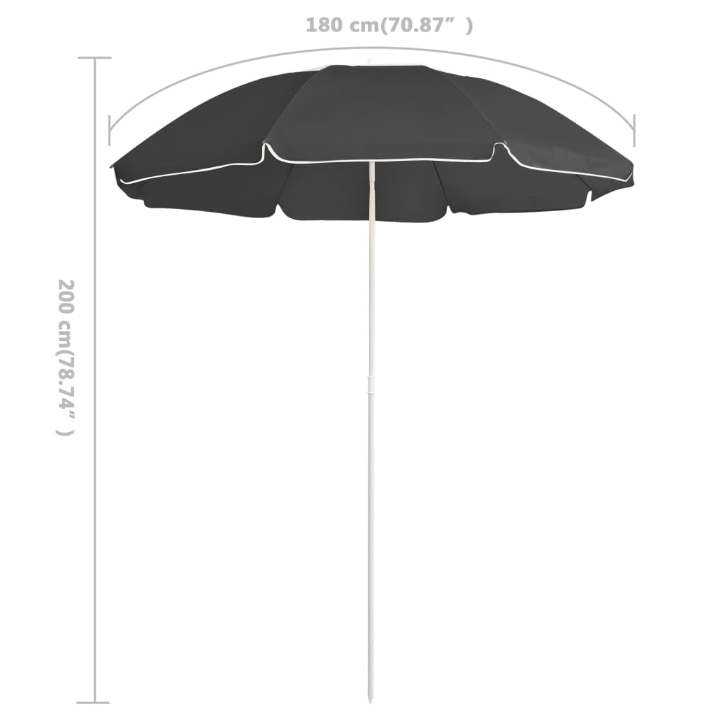 vidaXL Parasol met stalen paal 180 cm antracietkleurig - Aashly