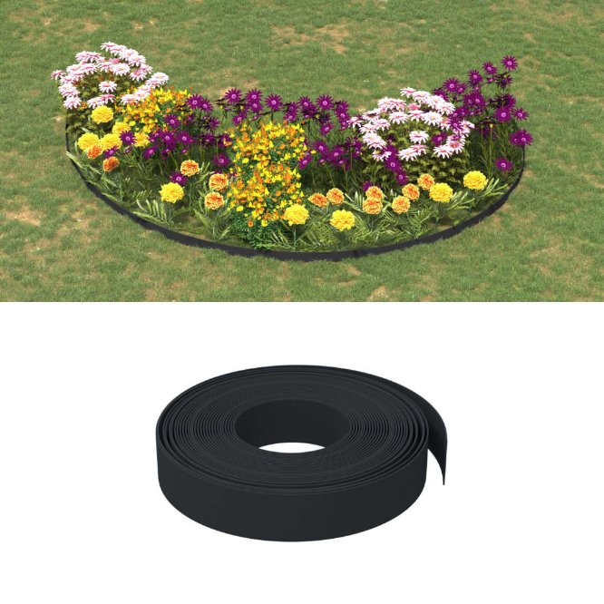 vidaXL Tuinranden 3 st 10 m 15 cm polyetheen zwart - Aashly