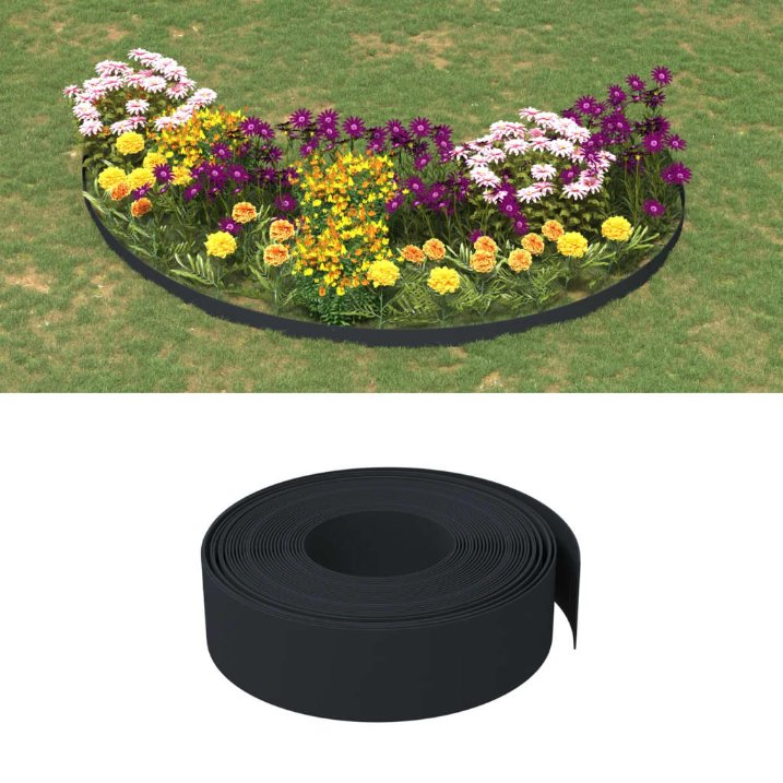 vidaXL Tuinranden 3 st 10 m 15 cm polyetheen zwart - Aashly