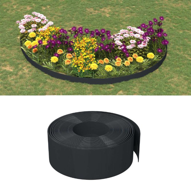 vidaXL Tuinranden 3 st 10 m 15 cm polyetheen zwart - Aashly
