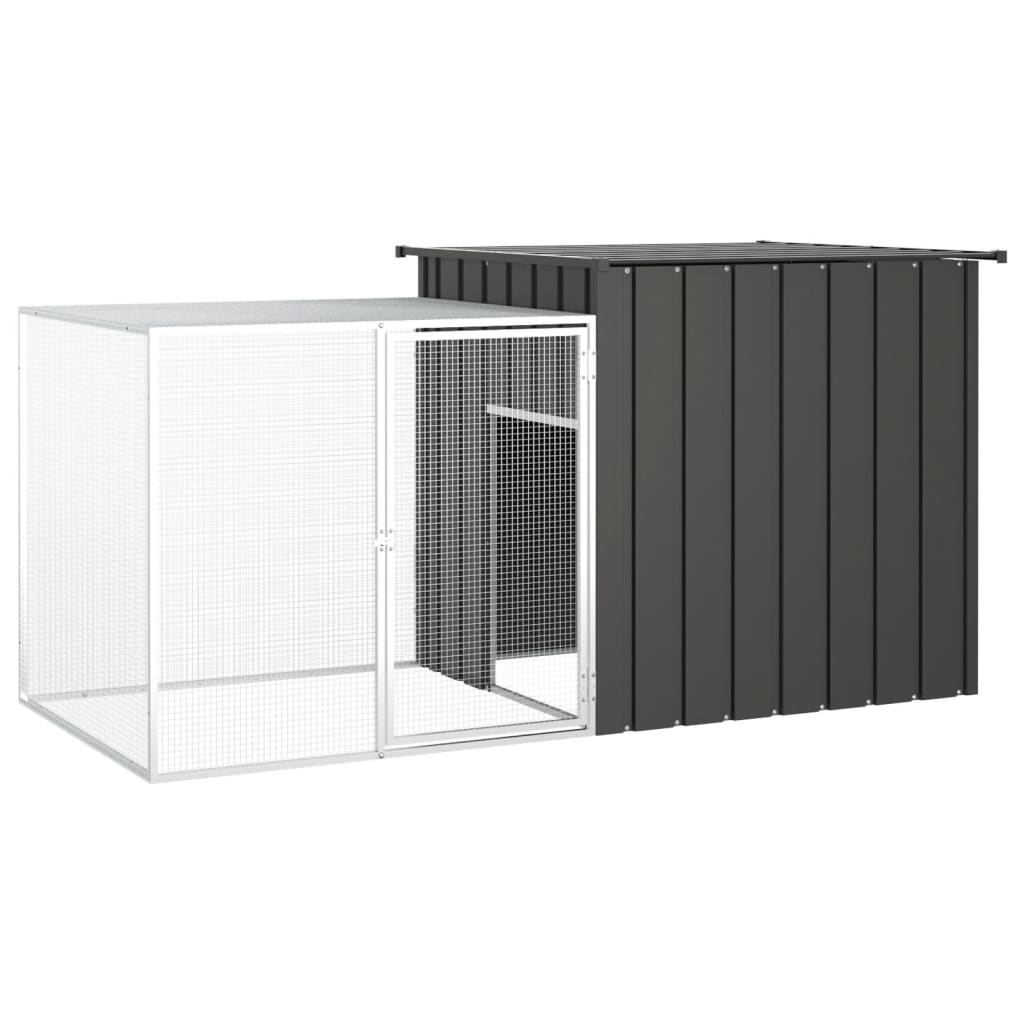 vidaXL Konijnenhok 200x91x100 cm gegalvaniseerd staal grijs - Aashly