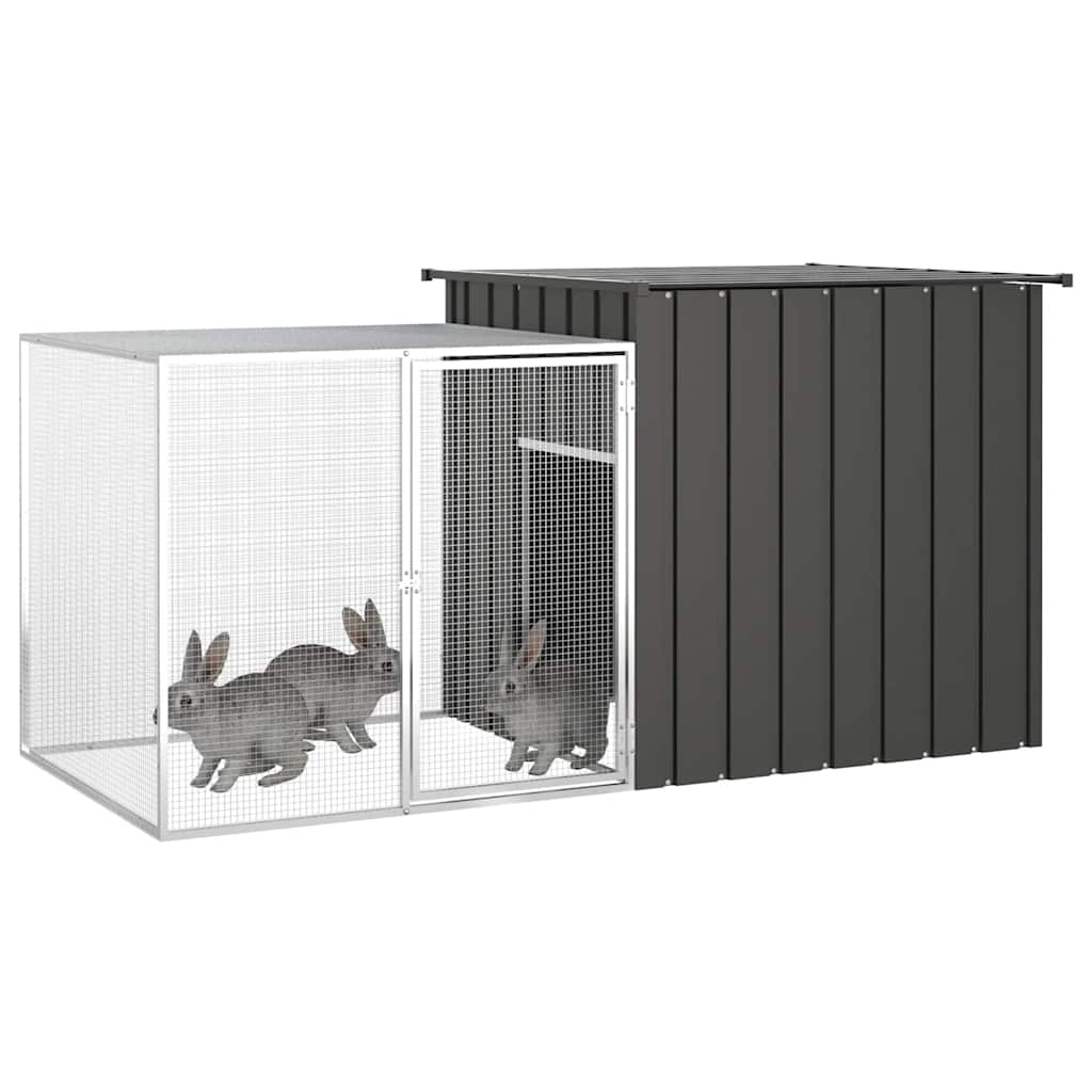 vidaXL Konijnenhok 200x91x100 cm gegalvaniseerd staal grijs - Aashly