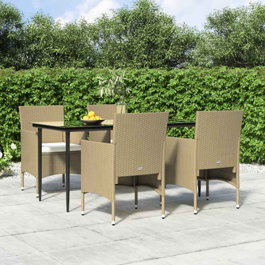 vidaXL 7-delige Tuinset met kussens grijs en zwart