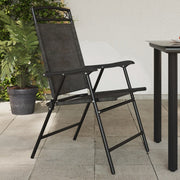 vidaXL Tuinstoelen 4 st inklapbaar staal en textileen gemêleerd grijs