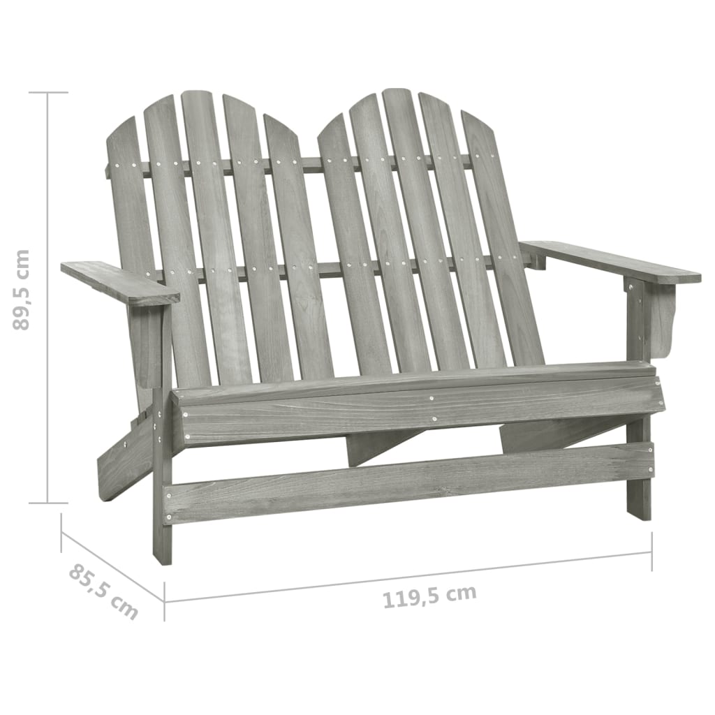 vidaXL Tuinstoel 2-zits Adirondack massief vurenhout grijs - Aashly