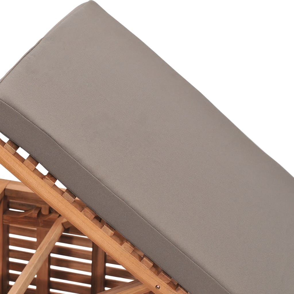 vidaXL Ligbed met donkergrijs kussen massief teakhout - Aashly