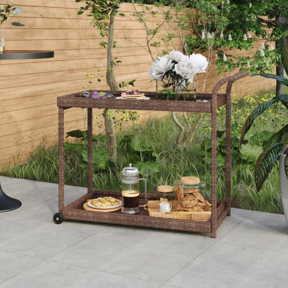 vidaXL Serveerwagen 100x45x83 cm poly rattan zwart - Aashly
