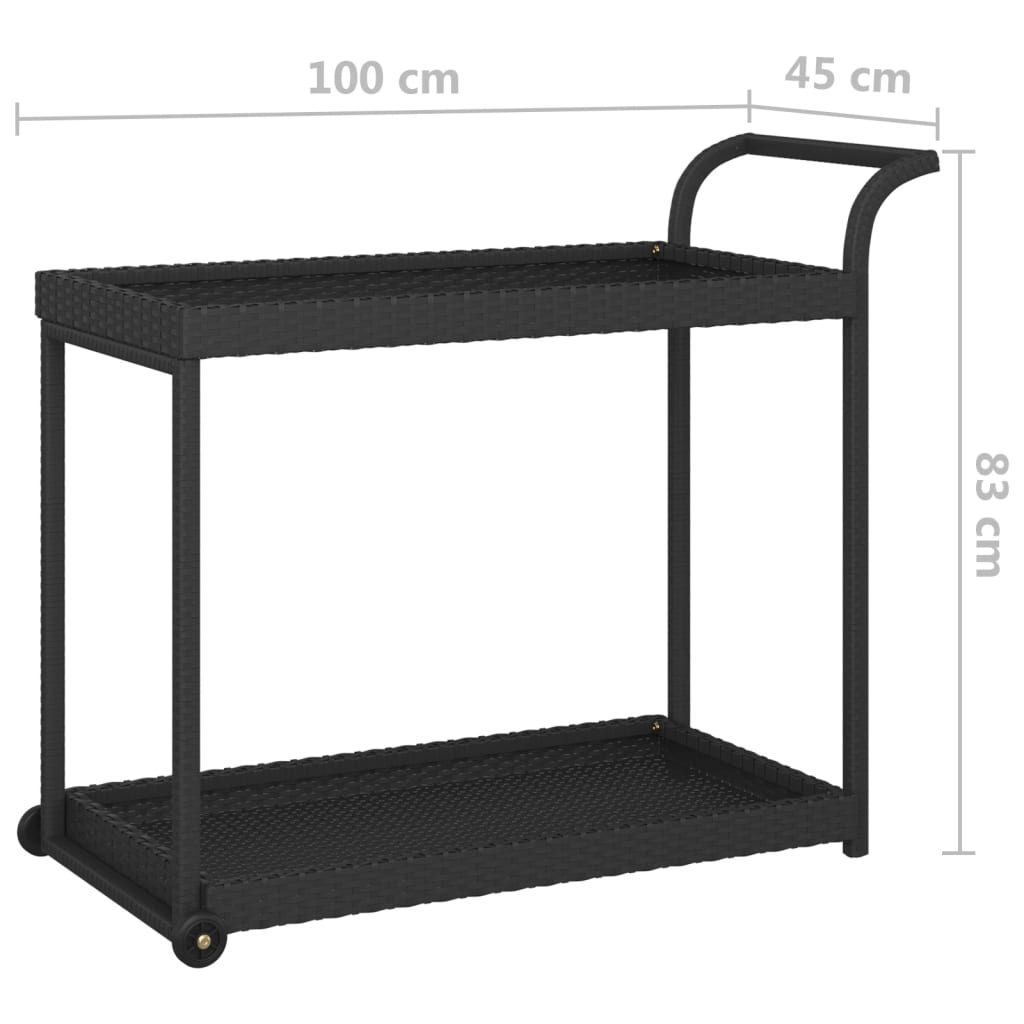 vidaXL Serveerwagen 100x45x83 cm poly rattan zwart - Aashly