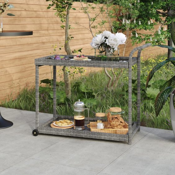 vidaXL Serveerwagen 100x45x83 cm poly rattan zwart - Aashly