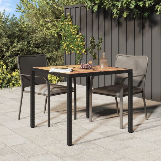 vidaXL Tuintafel 190x90x75 cm poly rattan en acaciahout grijs - Aashly