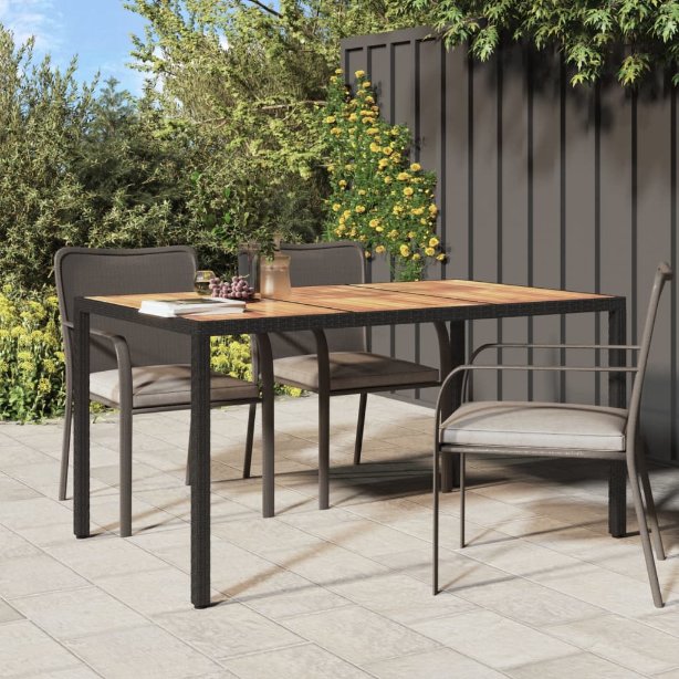 vidaXL Tuintafel 190x90x75 cm poly rattan en acaciahout grijs - Aashly