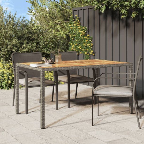 vidaXL Tuintafel 190x90x75 cm poly rattan en acaciahout grijs - Aashly