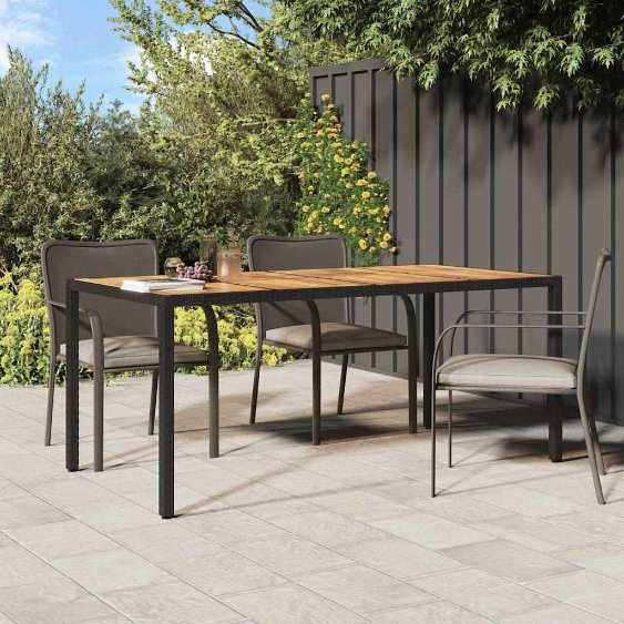 vidaXL Tuintafel 190x90x75 cm poly rattan en acaciahout grijs - Aashly