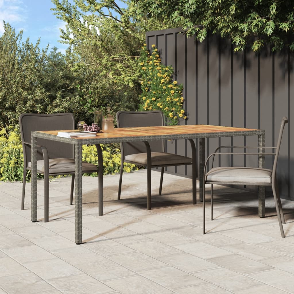 vidaXL Tuintafel 190x90x75 cm poly rattan en acaciahout grijs - Aashly