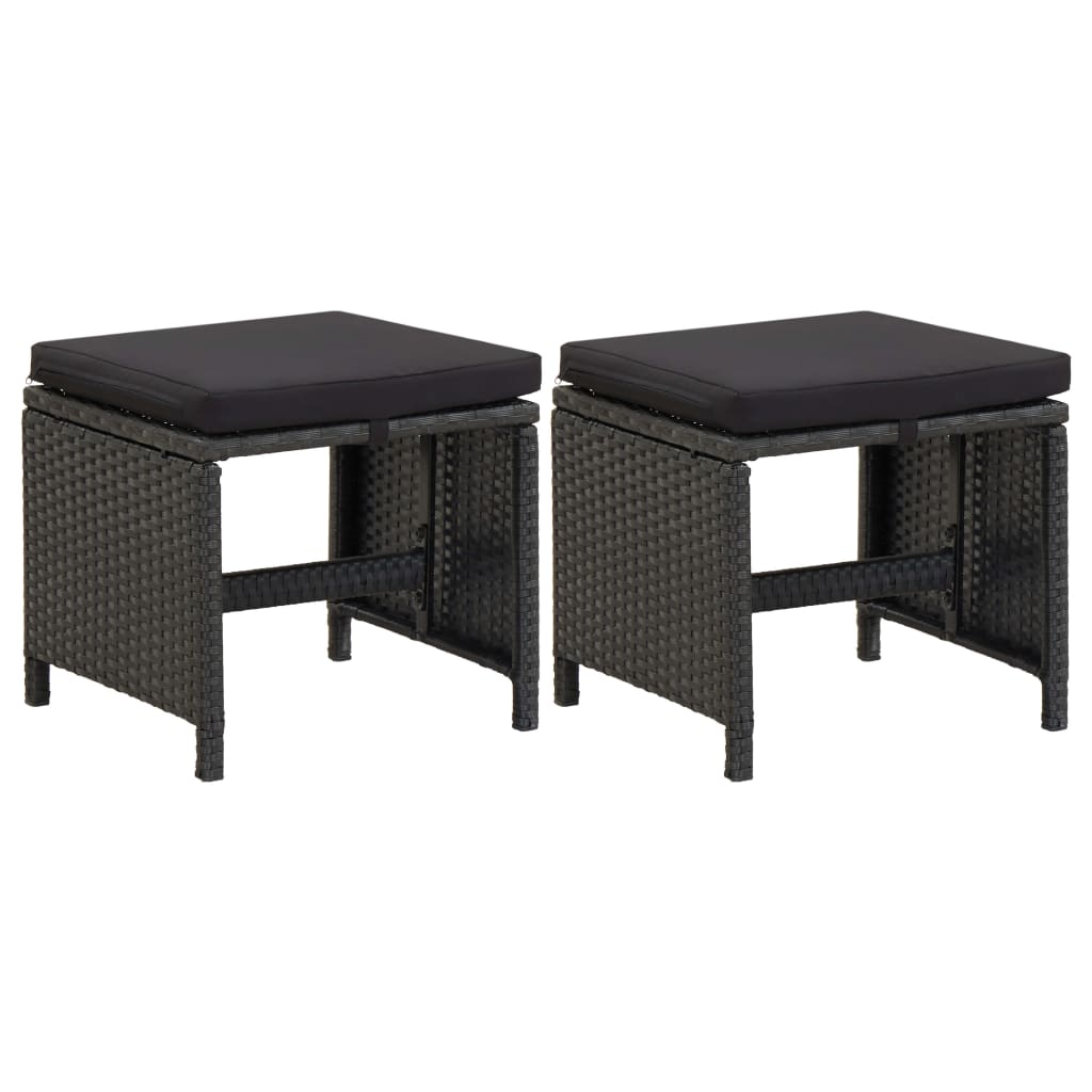 vidaXL Tuinkrukken 2 st met kussens poly rattan zwart - Aashly