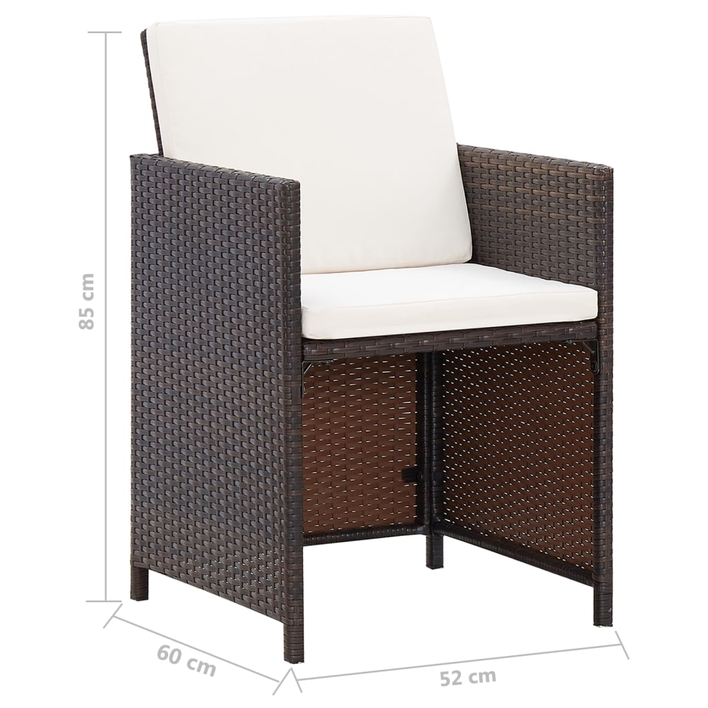 vidaXL 4-delige Tuinstoelen- en voetenbankenset poly rattan bruin - Aashly