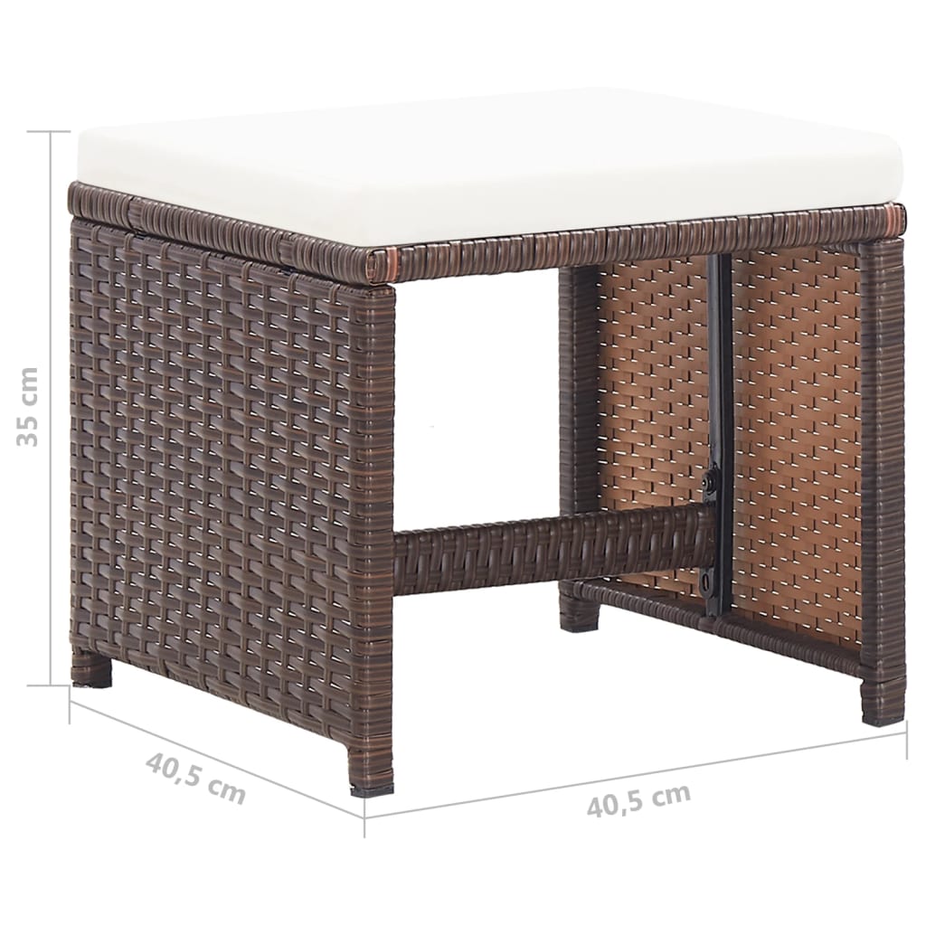 vidaXL 4-delige Tuinstoelen- en voetenbankenset poly rattan bruin - Aashly