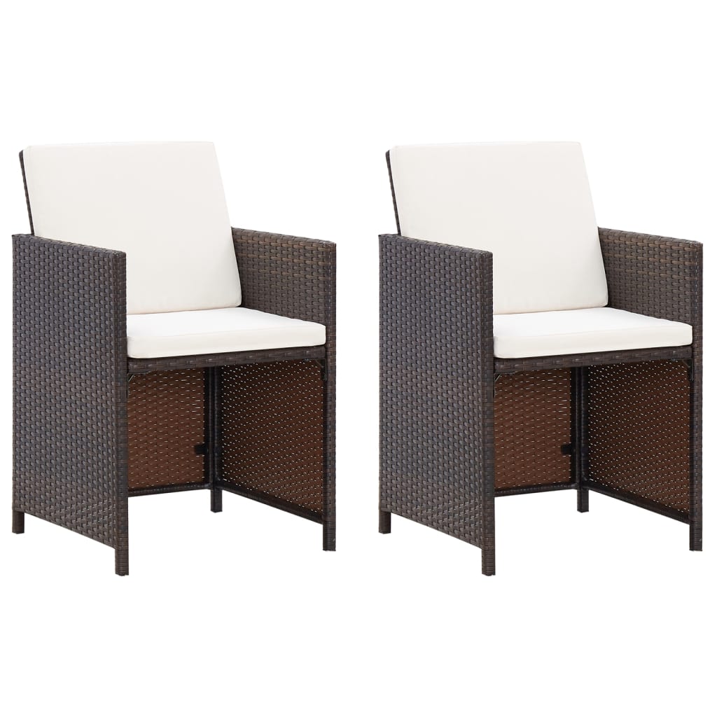 vidaXL 4-delige Tuinstoelen- en voetenbankenset poly rattan bruin - Aashly
