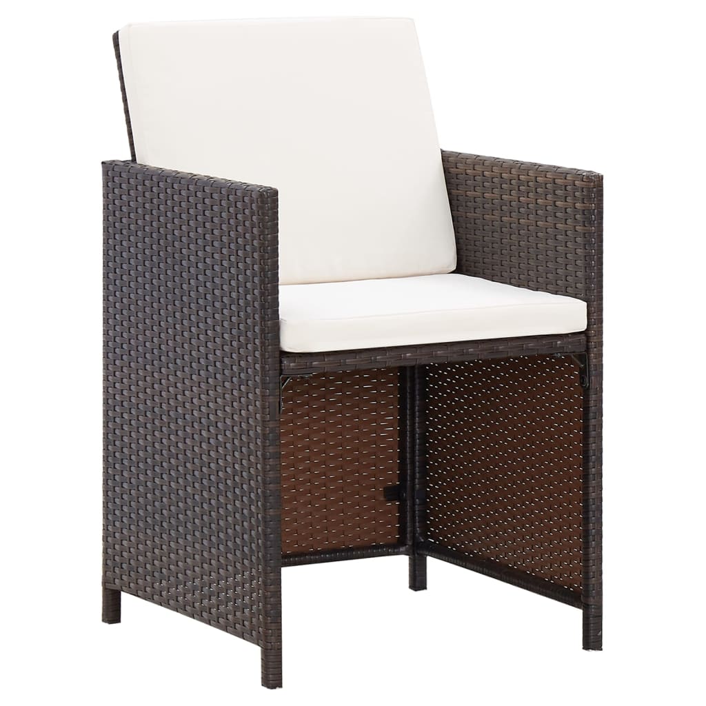 vidaXL 4-delige Tuinstoelen- en voetenbankenset poly rattan bruin - Aashly
