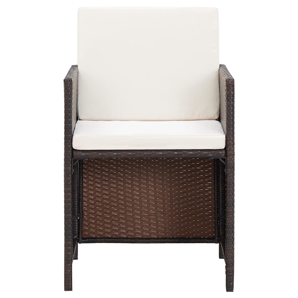 vidaXL 4-delige Tuinstoelen- en voetenbankenset poly rattan bruin - Aashly