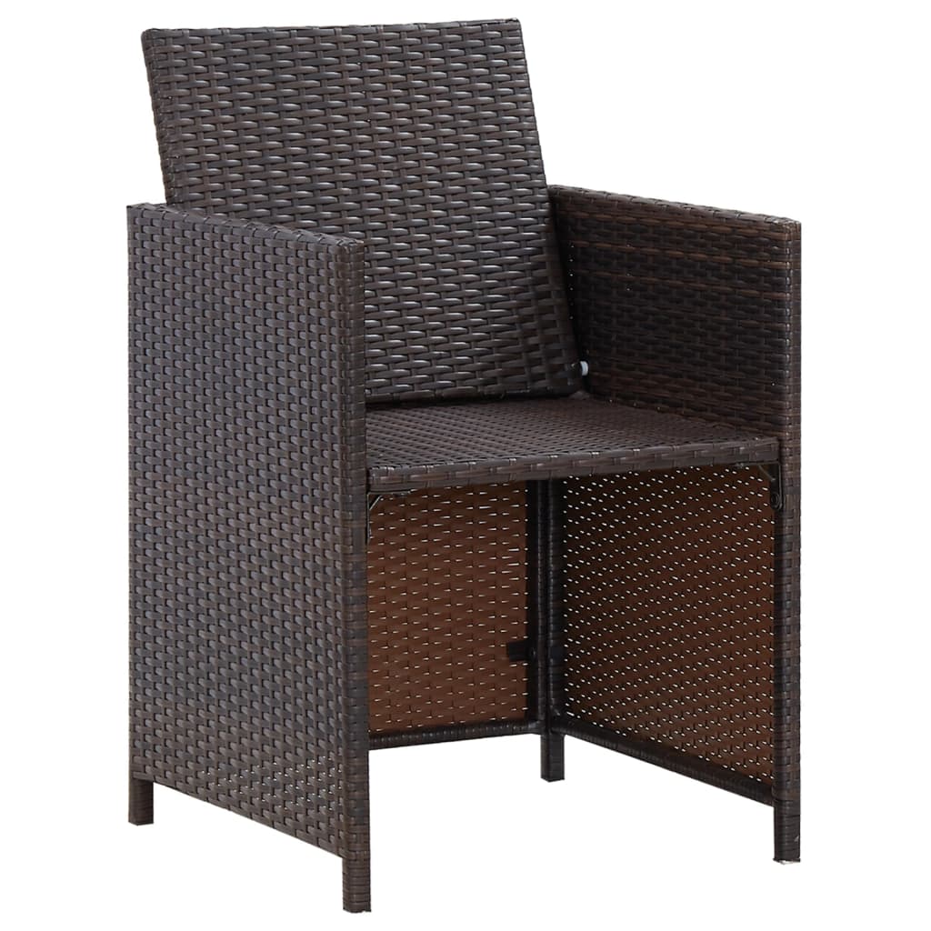 vidaXL 4-delige Tuinstoelen- en voetenbankenset poly rattan bruin - Aashly