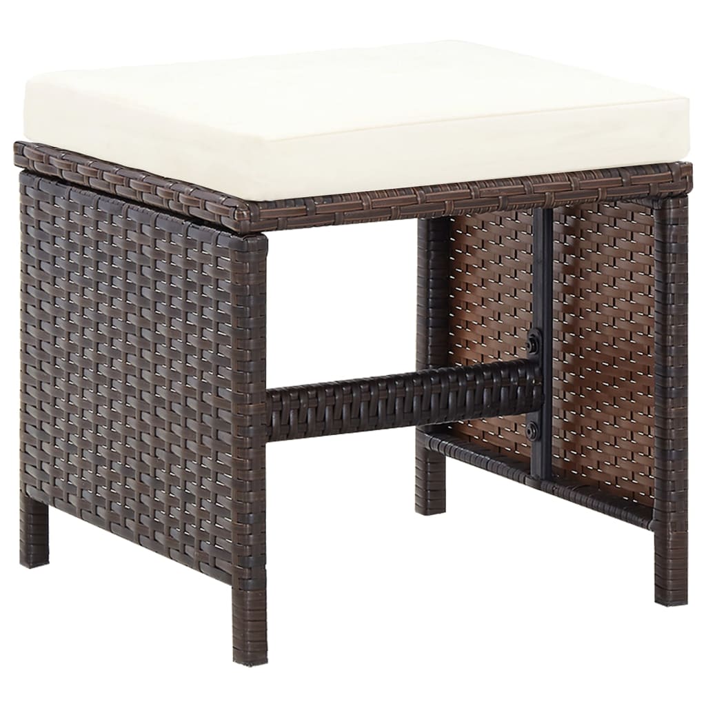 vidaXL 4-delige Tuinstoelen- en voetenbankenset poly rattan bruin - Aashly
