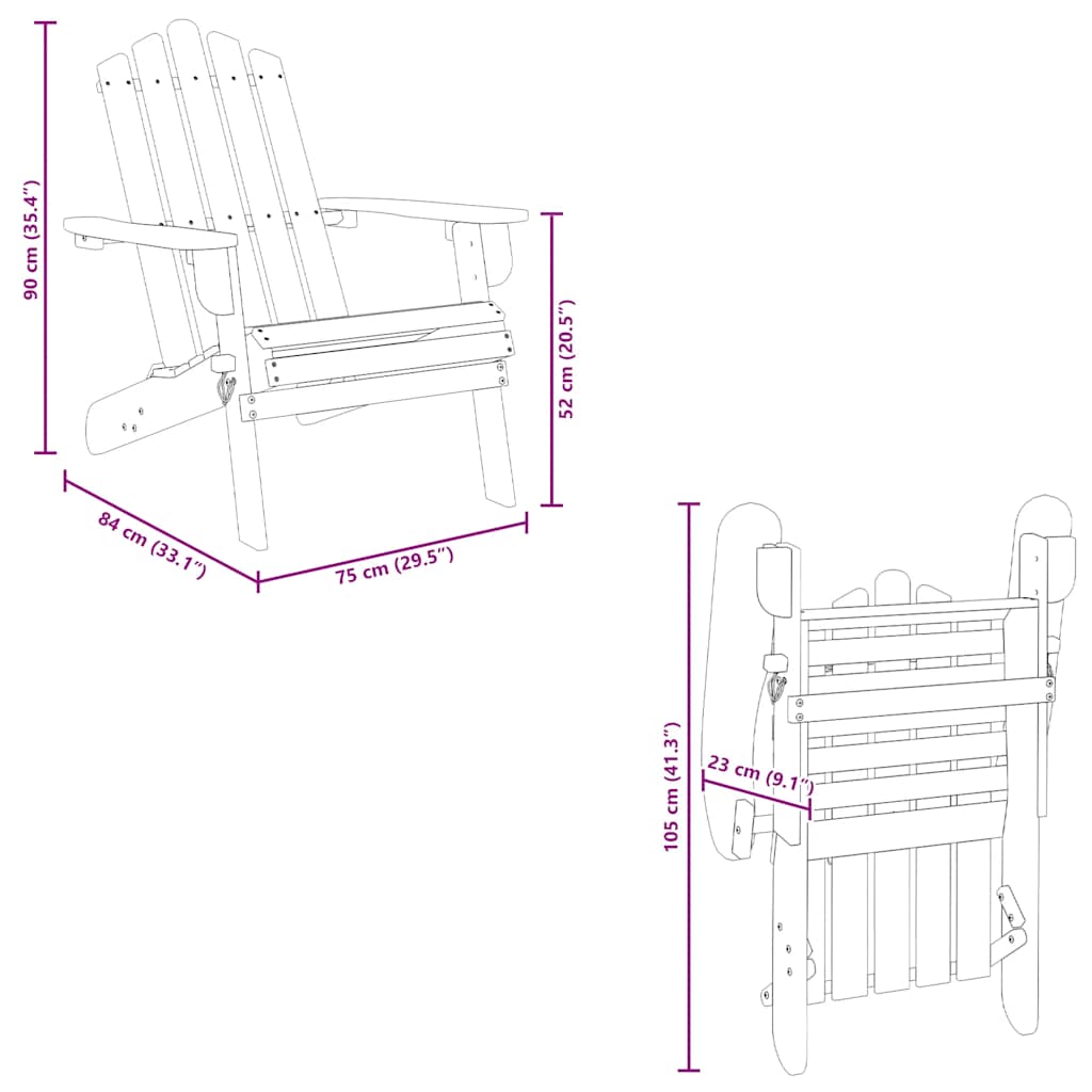 vidaXL Adirondack tuinstoel met voetensteun massief acaciahout - Aashly