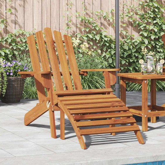 vidaXL Adirondack tuinstoel met voetensteun massief acaciahout - Aashly