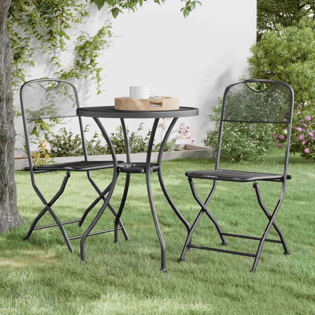 vidaXL Tuinstoelen inklapbaar 2 st metaalgaas antracietkleurig - Aashly