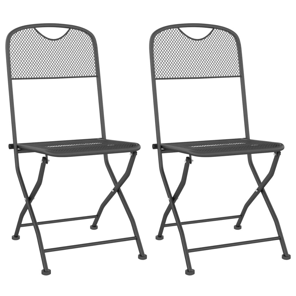 vidaXL Tuinstoelen inklapbaar 2 st metaalgaas antracietkleurig - Aashly