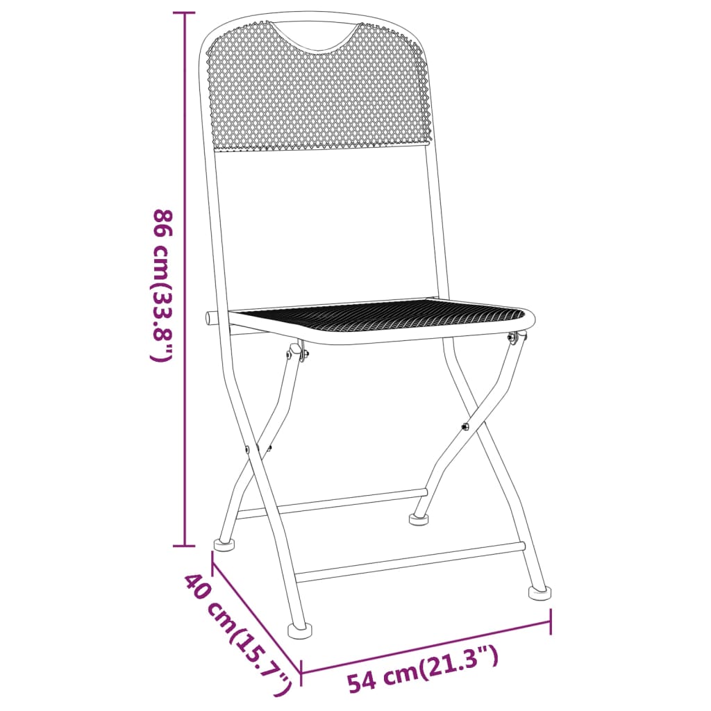 vidaXL Tuinstoelen inklapbaar 2 st metaalgaas antracietkleurig - Aashly