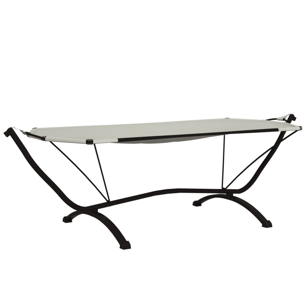 vidaXL Loungebed met luifel staal en oxford stof crèmekleurig - Aashly