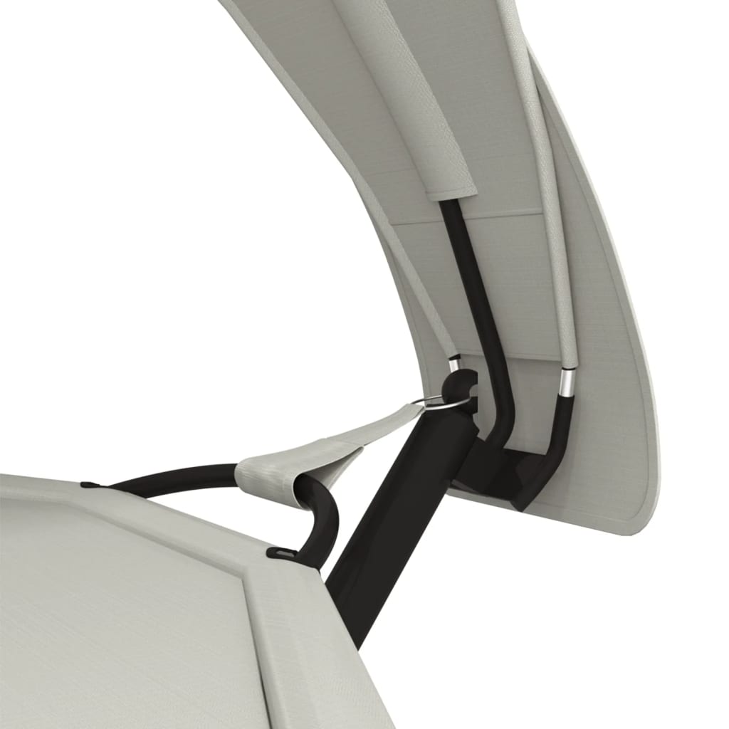 vidaXL Loungebed met luifel staal en oxford stof crèmekleurig - Aashly