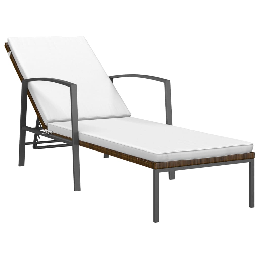 vidaXL Ligbed met kussen poly rattan bruin - Aashly