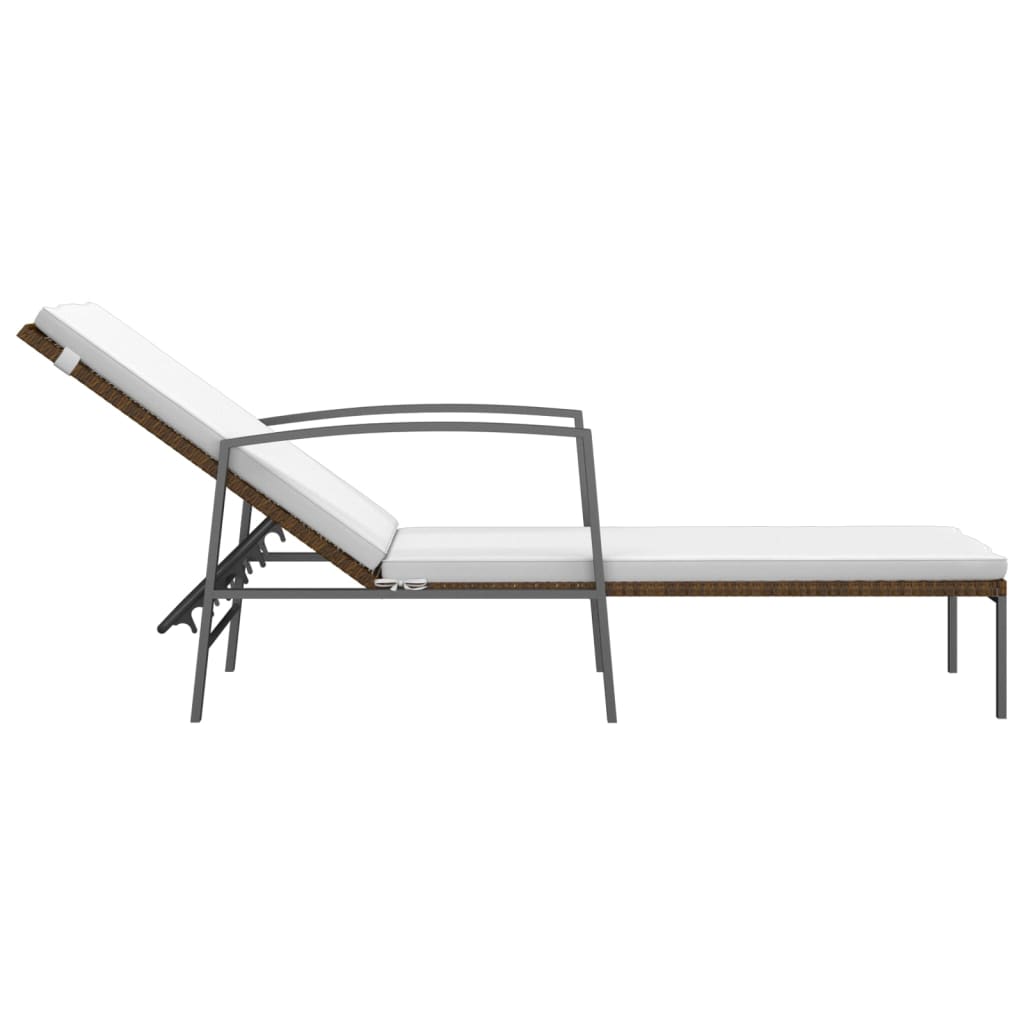 vidaXL Ligbed met kussen poly rattan bruin - Aashly