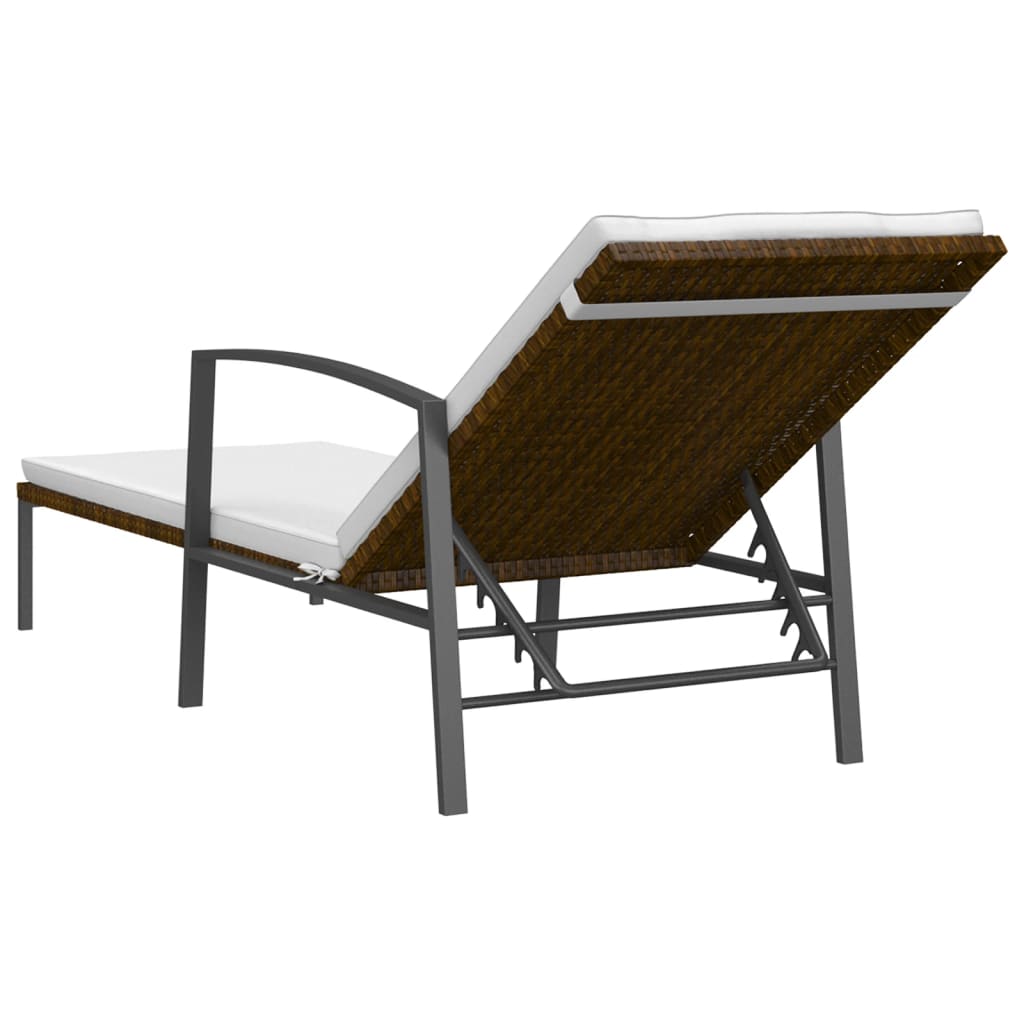vidaXL Ligbed met kussen poly rattan bruin - Aashly