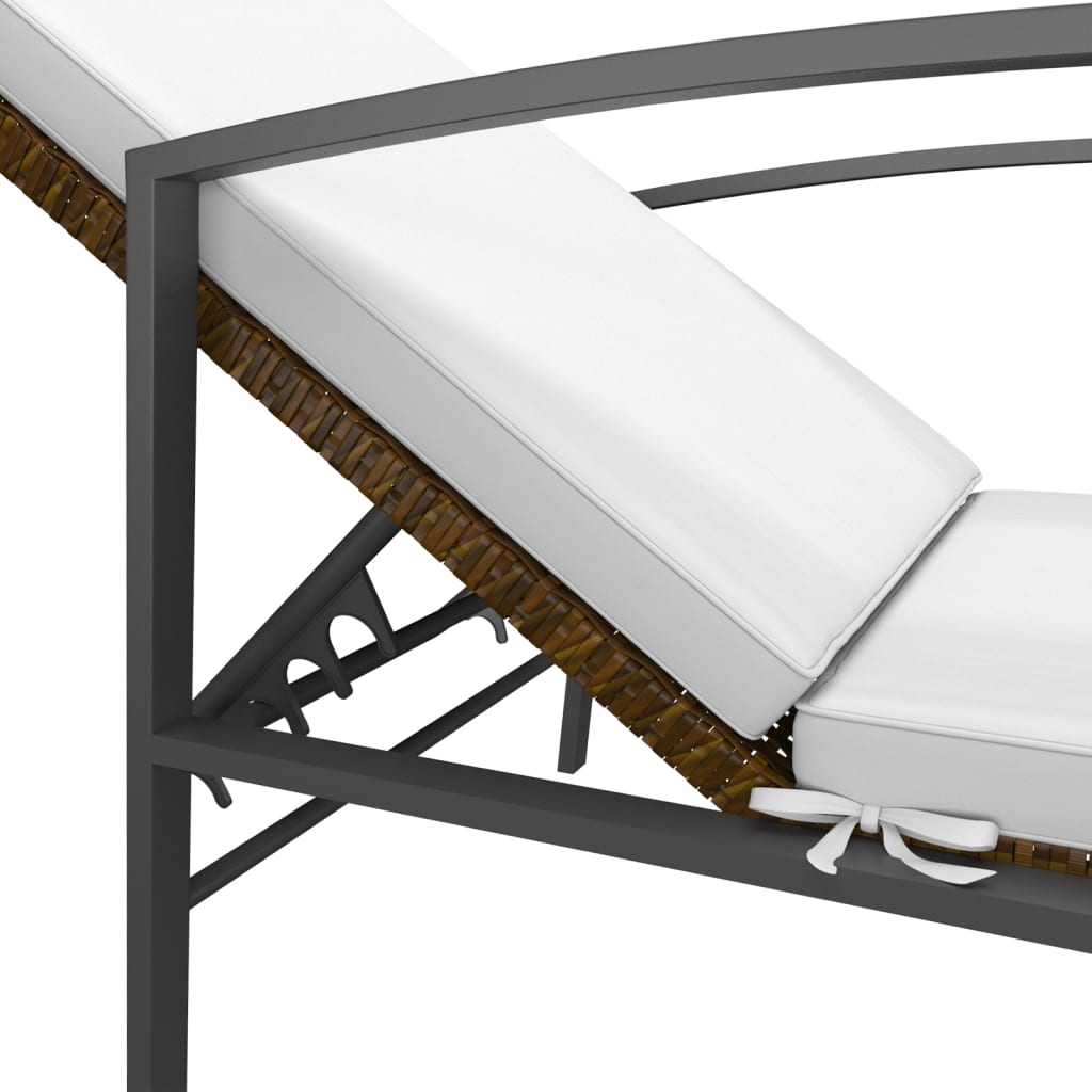 vidaXL Ligbed met kussen poly rattan bruin - Aashly