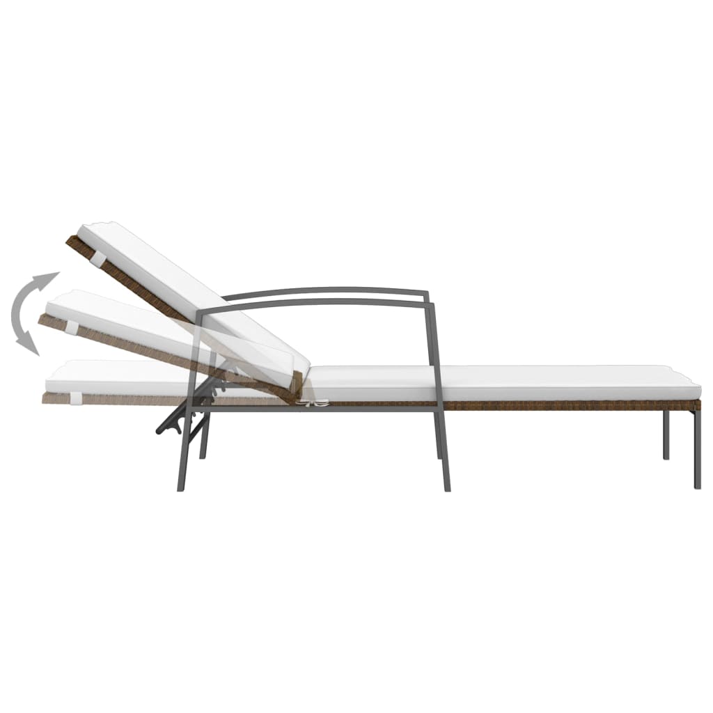 vidaXL Ligbed met kussen poly rattan bruin - Aashly