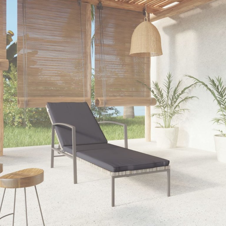 vidaXL Ligbed met kussen poly rattan bruin - Aashly