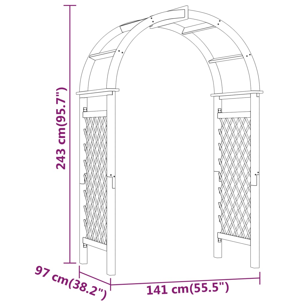 vidaXL Boog met latwerk 141x97x243 cm geïmpregneerd massief grenenhout - Aashly