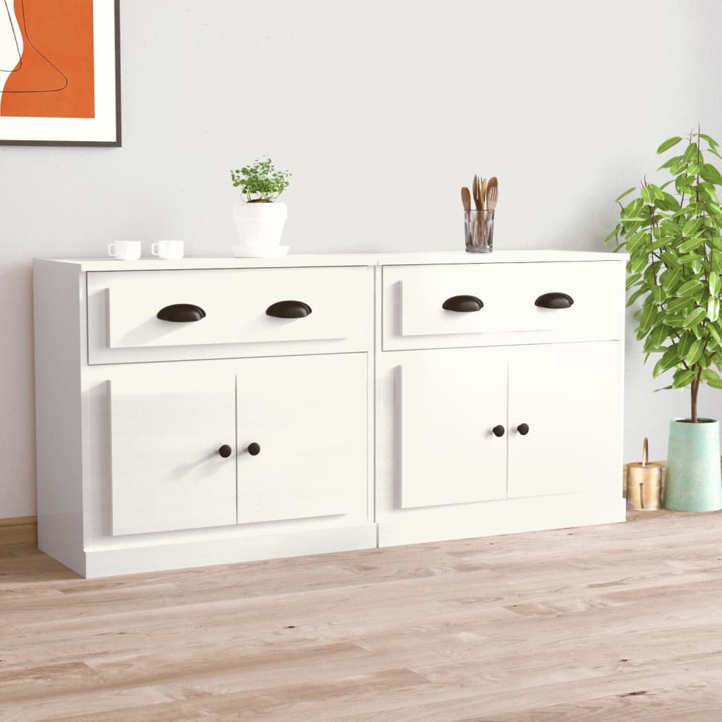 vidaXL Dressoirs 2 st bewerkt hout betongrijs - Aashly