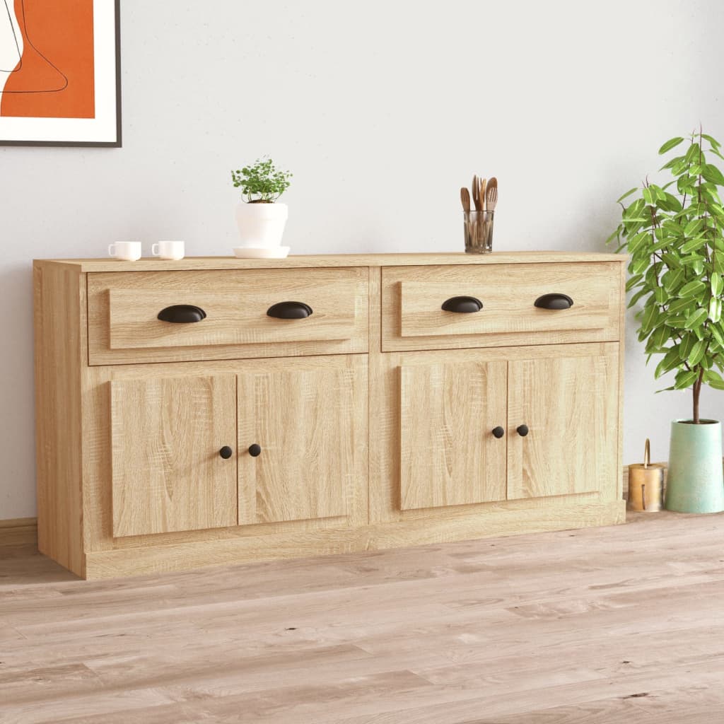 vidaXL Dressoirs 2 st bewerkt hout betongrijs - Aashly