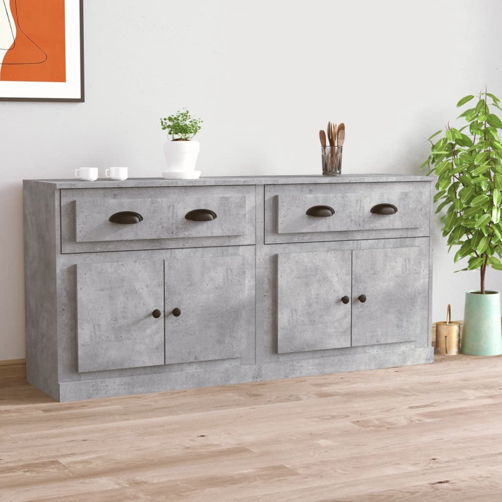 vidaXL Dressoirs 2 st bewerkt hout betongrijs - Aashly