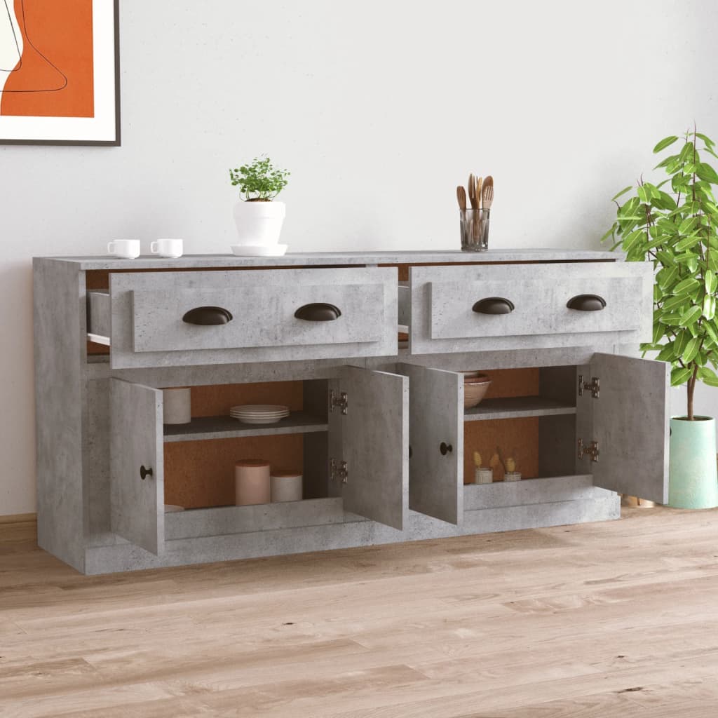 vidaXL Dressoirs 2 st bewerkt hout betongrijs - Aashly