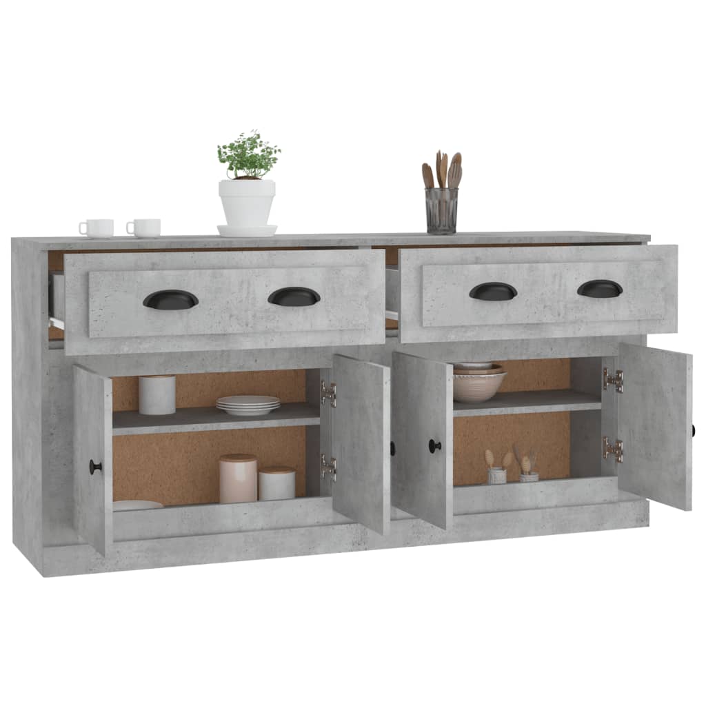 vidaXL Dressoirs 2 st bewerkt hout betongrijs - Aashly